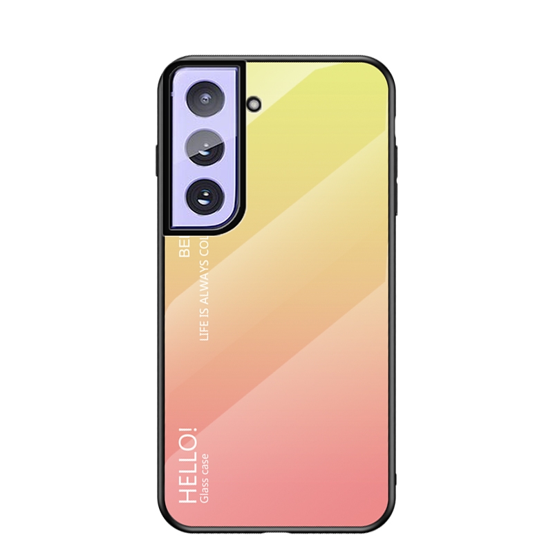 For Samsung Galaxy S21 5G Gradient Color Painted TPU Edge Glass Case(Gradient Yellow) For Samsung Galaxy S21 5G Gradient Color Painted TPU Edge Glass Case(Gradient Yellow)