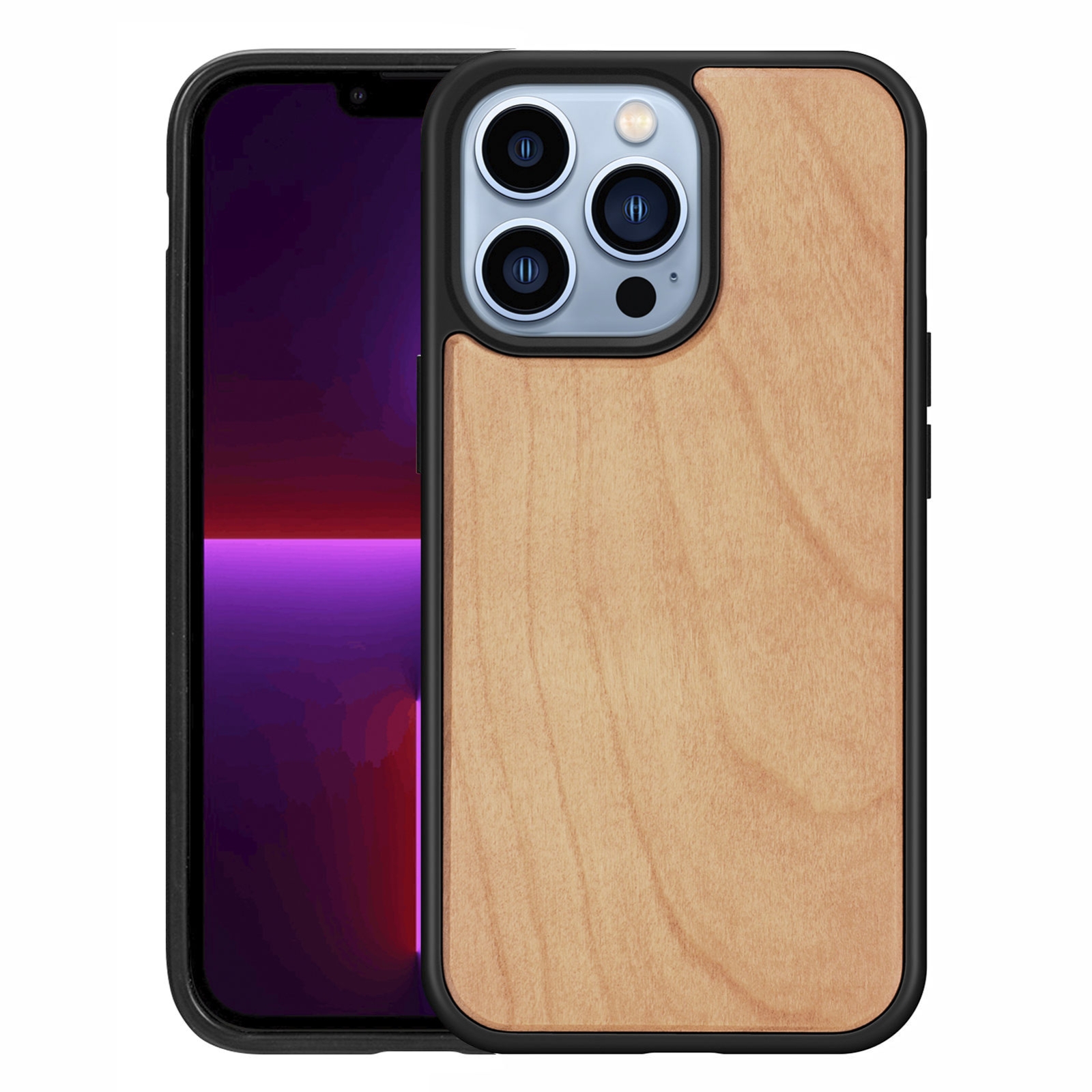 For iPhone 13 Pro Max Wood Veneer TPU Shockproof Phone Case (Cherry Wood) For iPhone 13 Pro Max Wood Veneer TPU Shockproof Phone Case (Cherry Wood)