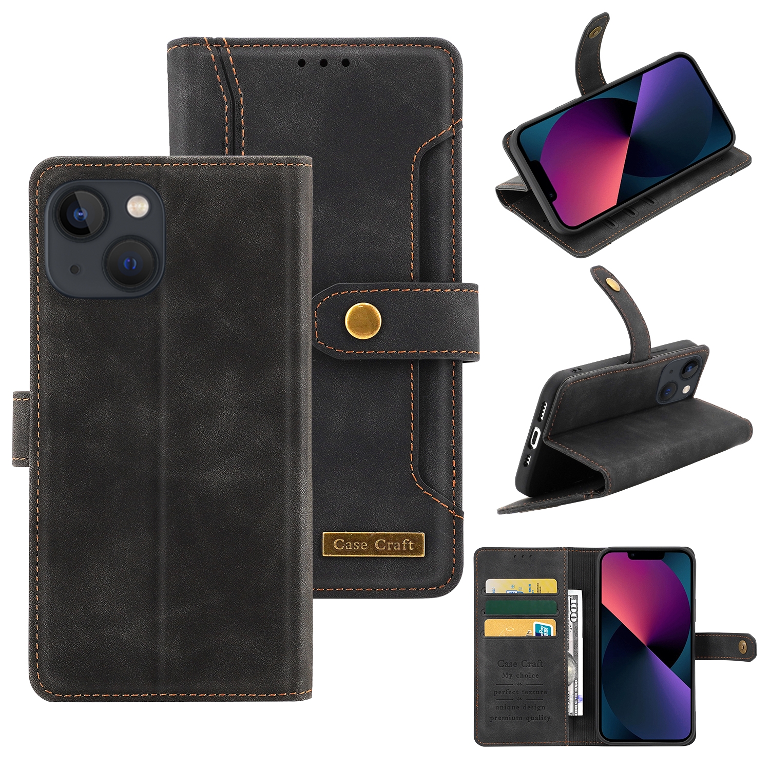 For iPhone 13 mini Copper Buckle Horizontal Flip Leather Phone Case with Holder & Card Slots & Wallet (Black) For iPhone 13 mini Copper Buckle Horizontal Flip Leather Phone Case with Holder & Card Slots & Wallet (Black)