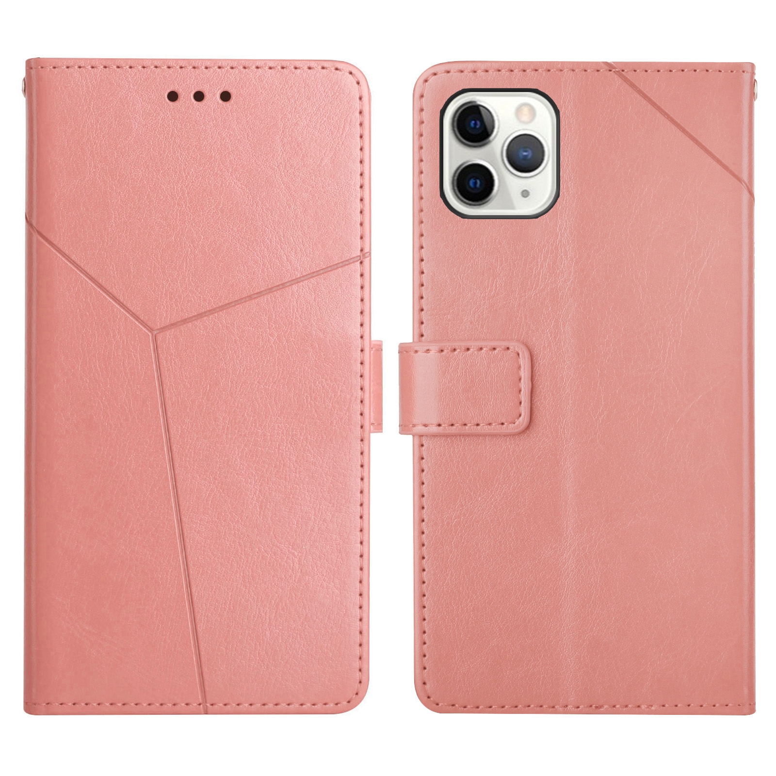 For iPhone 11 Pro Max Y Stitching Horizontal Flip Leather Phone Case with Holder & Card Slots & Wallet & Photo Frame (Rose Gold)