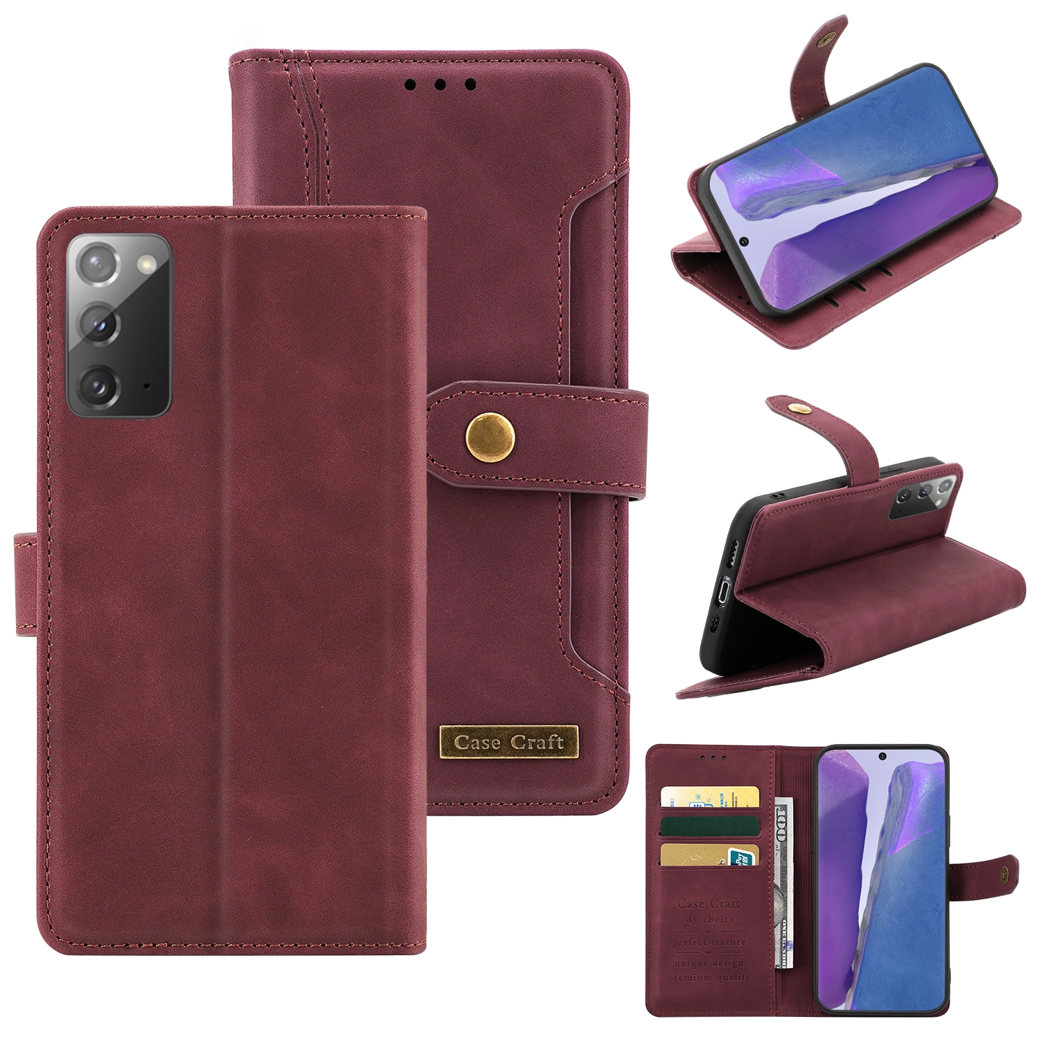 For Samsung Galaxy Note20 Copper Buckle Horizontal Flip Leather Phone Case with Holder & Card Slots & Wallet(Maroon) For Samsung Galaxy Note20 Copper Buckle Horizontal Flip Leather Phone Case with Holder & Card Slots & Wallet(Maroon)