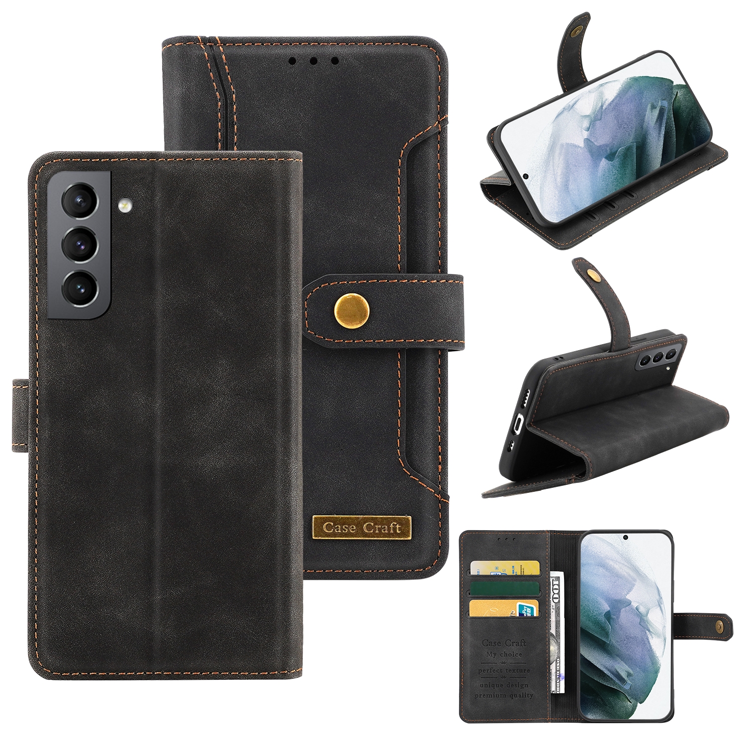 For Samsung Galaxy S21+ 5G Copper Buckle Horizontal Flip Leather Phone Case with Holder & Card Slots & Wallet(Black) For Samsung Galaxy S21+ 5G Copper Buckle Horizontal Flip Leather Phone Case with Holder & Card Slots & Wallet(Black)