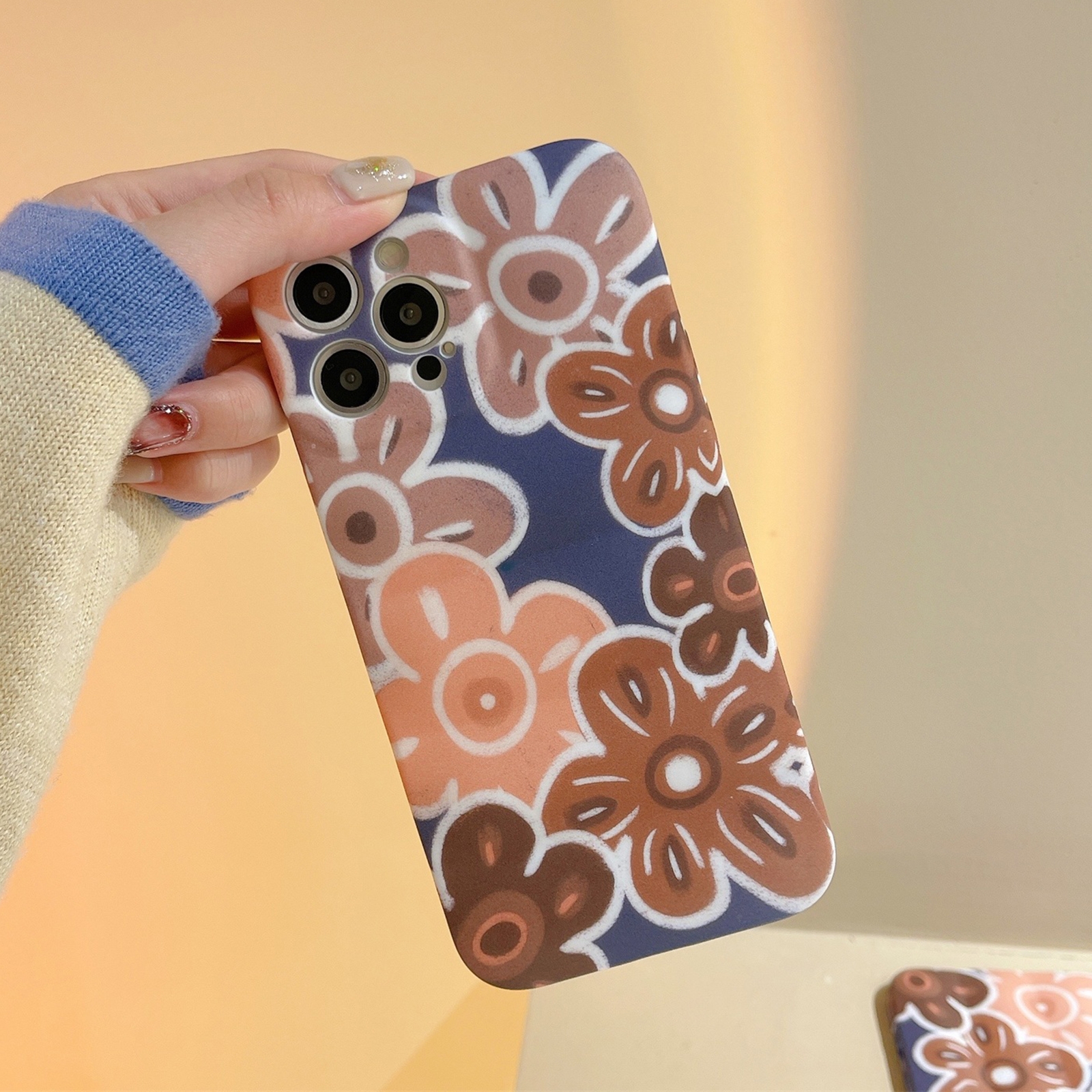 For iPhone 13 Pro Wave Texture TPU Shockproof Phone Case (Big Brown Flower) For iPhone 13 Pro Wave Texture TPU Shockproof Phone Case (Big Brown Flower)