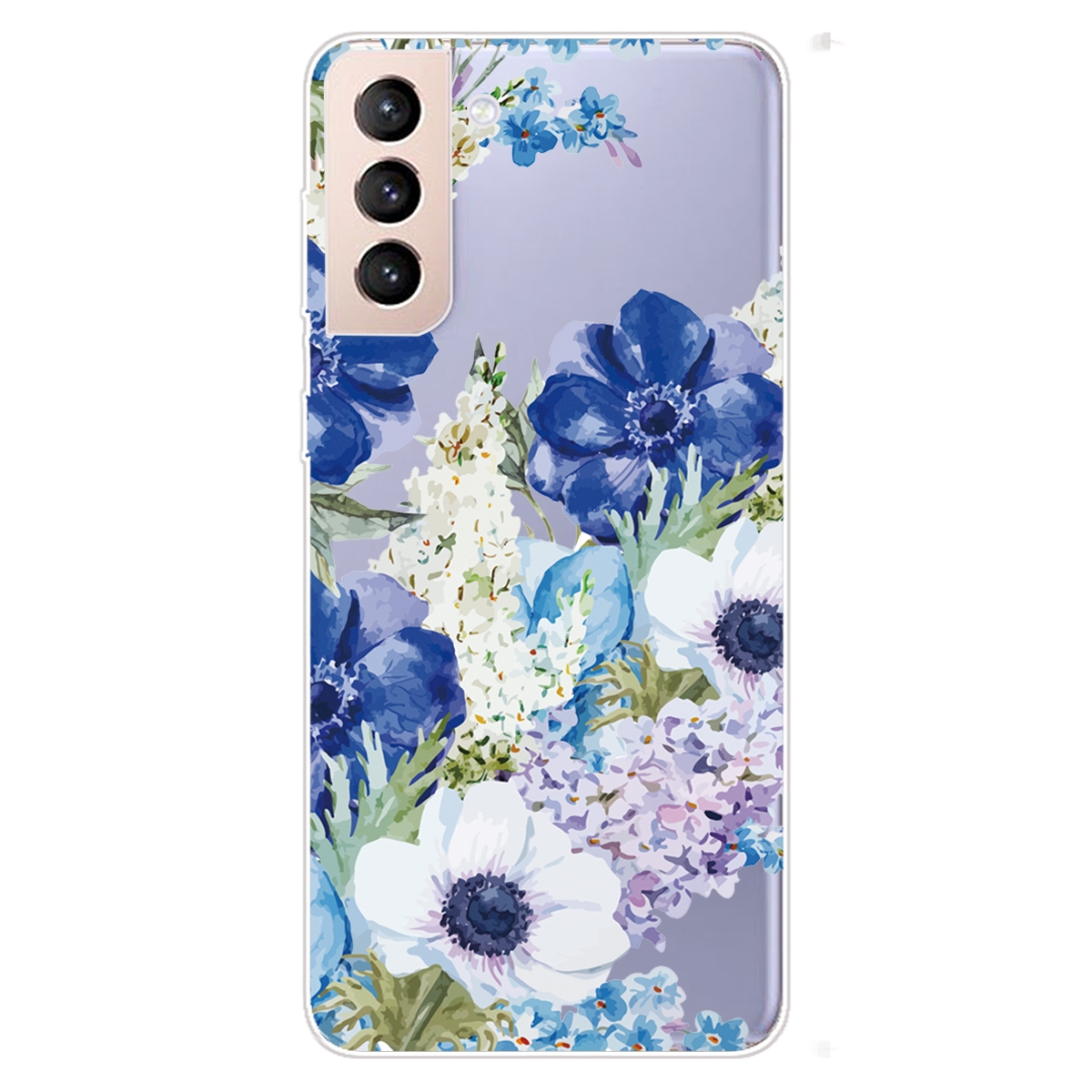For Samsung Galaxy S22+ 5G Colored Drawing Pattern High Transparent TPU Phone Protective Case(Blue White Roses) For Samsung Galaxy S22+ 5G Colored Drawing Pattern High Transparent TPU Phone Protective Case(Blue White Roses)