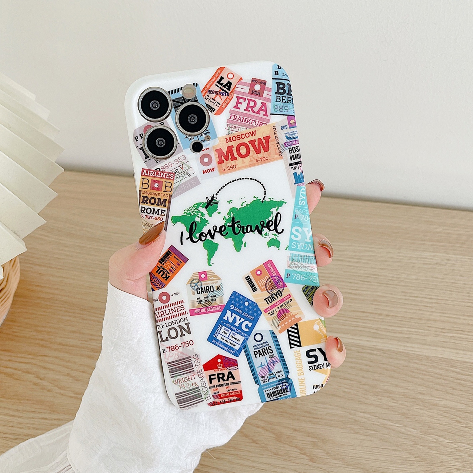 For iPhone 12 TPU Shockproof Phone Case(Travel Around The World White) For iPhone 12 TPU Shockproof Phone Case(Travel Around The World White)