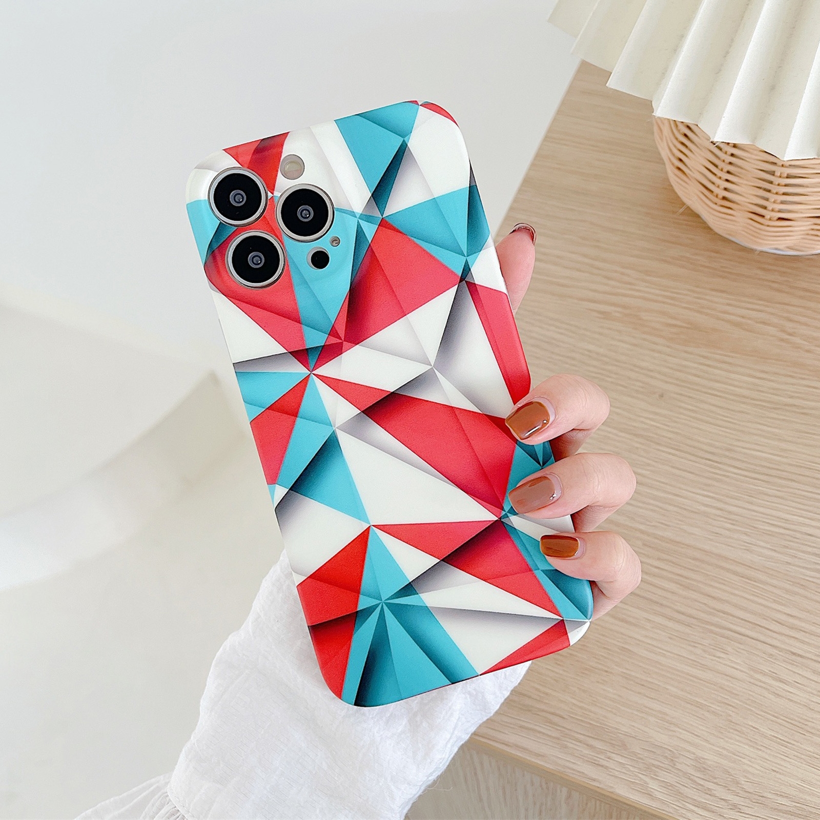For iPhone 12 Pro Max TPU Shockproof Phone Case(Abstract Red Blue) For iPhone 12 Pro Max TPU Shockproof Phone Case(Abstract Red Blue)