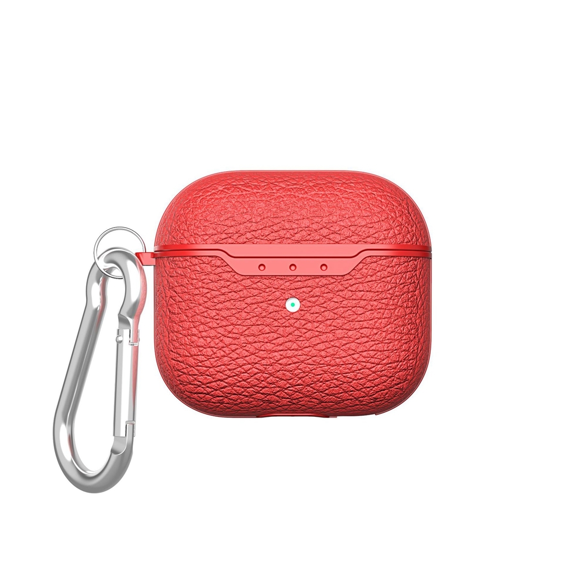 Litchi Texture Leather Anti-fall Earphones Protective Case with Hook For AirPods 3(Red) Litchi Texture Leather Anti-fall Earphones Protective Case with Hook For AirPods 3(Red)