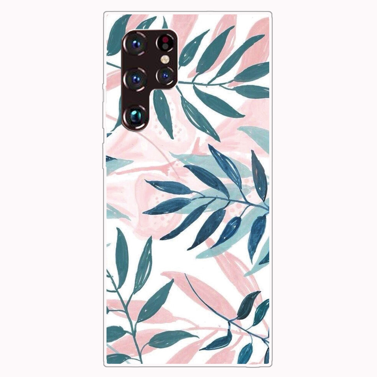 For Samaung Galaxy S22 Ultra 5G Painted Pattern Transparent TPU Phone Case(INS Green Grass)
