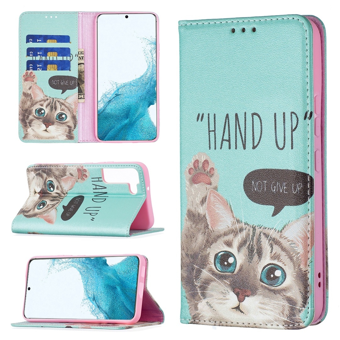 For Samsung Galaxy S22 5G Colored Drawing Pattern Invisible Magnetic Horizontal Flip Phone Leather Case with Holder & Card Slots & Wallet(Cat) For Samsung Galaxy S22 5G Colored Drawing Pattern Invisible Magnetic Horizontal Flip Phone Leather Case with Holder & Card Slots & Wallet(Cat)