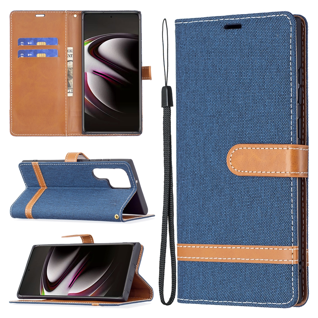 For Samsung Galaxy S22 Ultra 5G Color Matching Denim Texture Leather Case with Holder & Card Slots & Wallet & Lanyard(Dark Blue) For Samsung Galaxy S22 Ultra 5G Color Matching Denim Texture Leather Case with Holder & Card Slots & Wallet & Lanyard(Dark Blue)