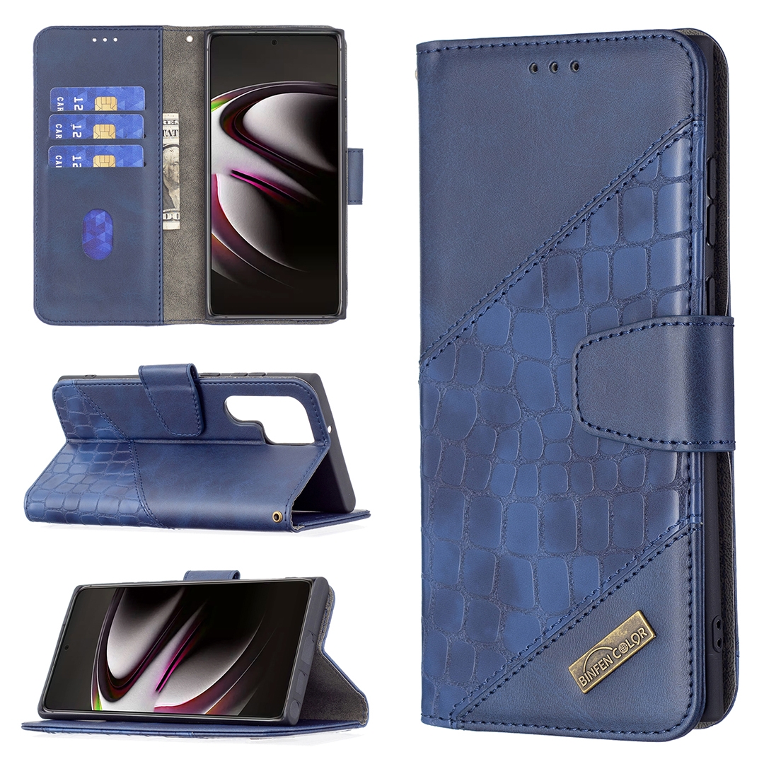 For Samsung Galaxy S22 Ultra 5G Matching Color Crocodile Texture Leather Phone Case with Holder & Card Slots & Wallet(Blue) For Samsung Galaxy S22 Ultra 5G Matching Color Crocodile Texture Leather Phone Case with Holder & Card Slots & Wallet(Blue)