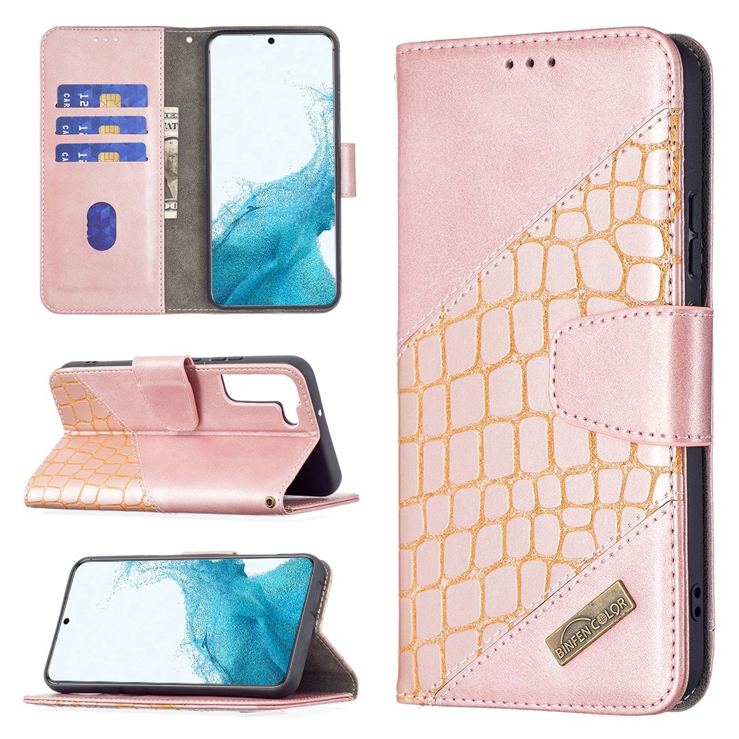 For Samsung Galaxy S22+ 5G Matching Color Crocodile Texture Leather Phone Case with Holder & Card Slots & Wallet(Rose Gold) For Samsung Galaxy S22+ 5G Matching Color Crocodile Texture Leather Phone Case with Holder & Card Slots & Wallet(Rose Gold)