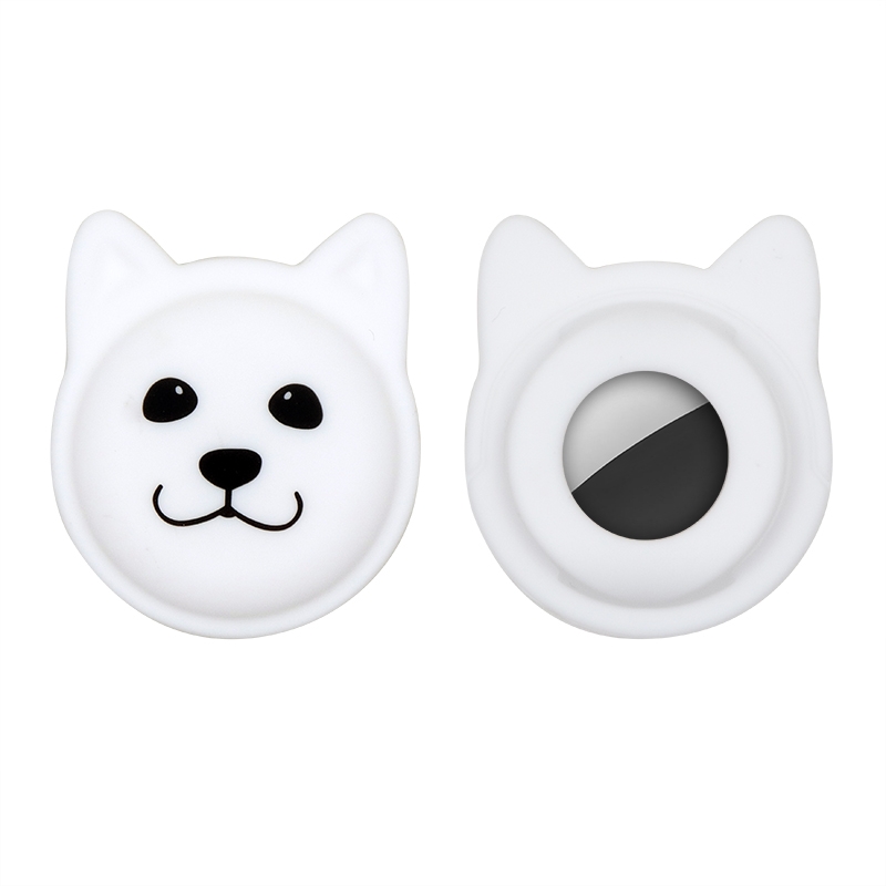 Serious Face Cute Cartoon Pet Collar Anti-lost Tracker Silicone Case For AirTag(White) Serious Face Cute Cartoon Pet Collar Anti-lost Tracker Silicone Case For AirTag(White)