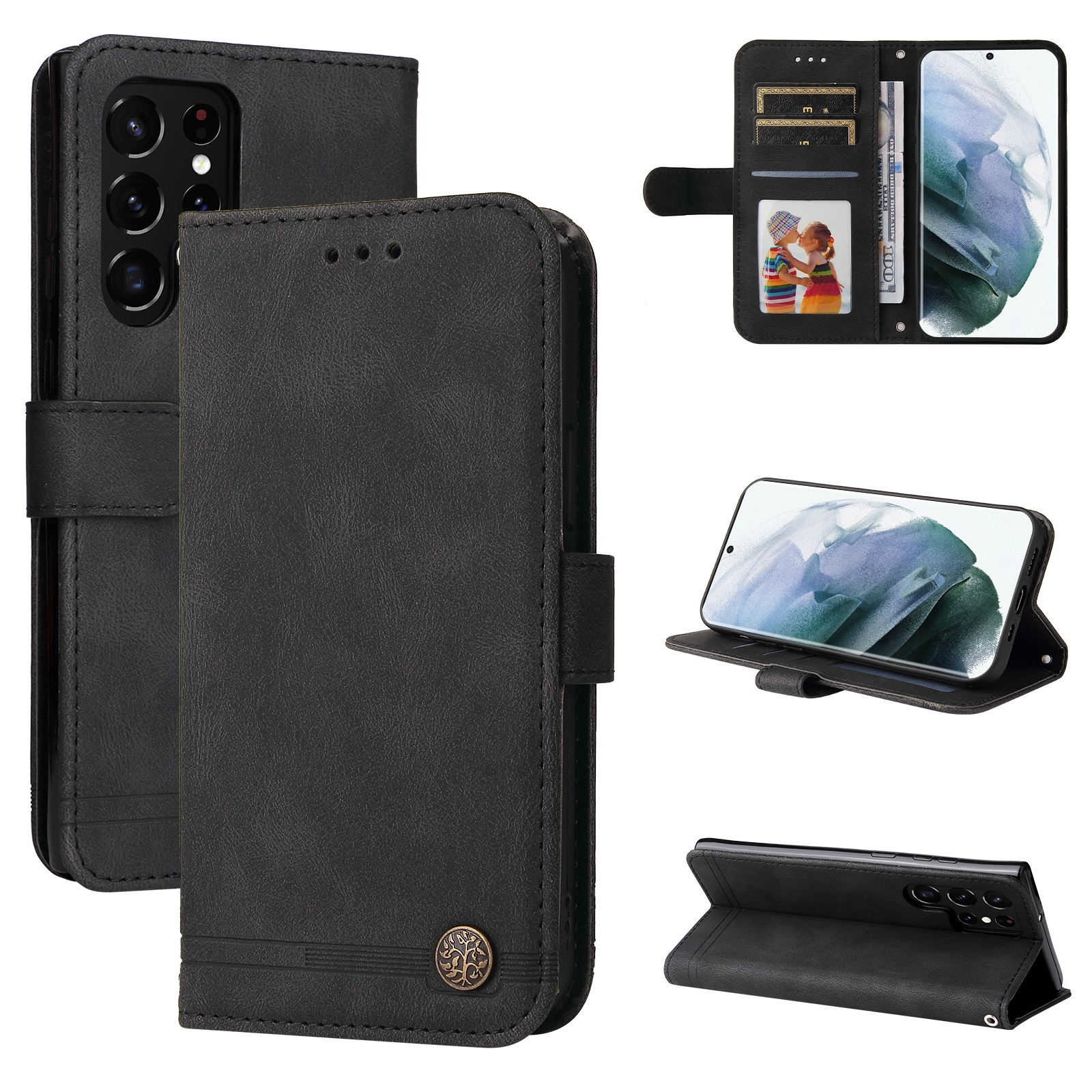 For Samsung Galaxy S22 Ultra Skin Feel Life Tree Metal Button Horizontal Flip Leather Phone Case(Black) For Samsung Galaxy S22 Ultra Skin Feel Life Tree Metal Button Horizontal Flip Leather Phone Case(Black)