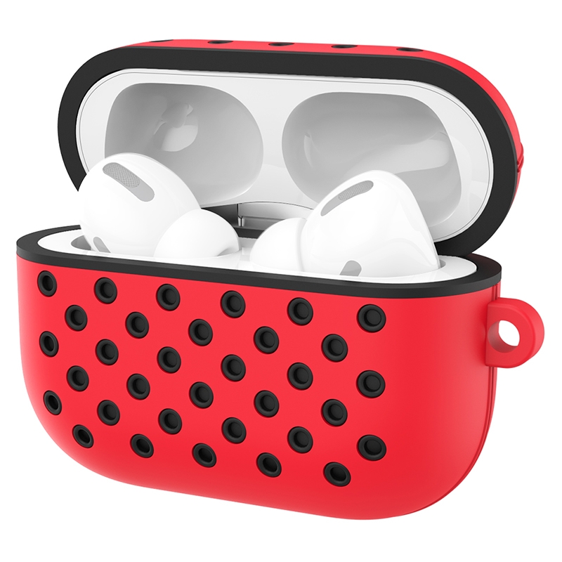 For AirPods Pro Hole Style Silicone Wireless Earphone Protective Case(Red Black) For AirPods Pro Hole Style Silicone Wireless Earphone Protective Case(Red Black)