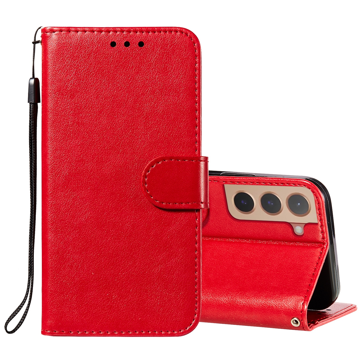 For Samsung Galaxy S22+ 5G Solid Color Leather Phone Case with Holder & Card Slots & Wallet & Lanyard(Red) For Samsung Galaxy S22+ 5G Solid Color Leather Phone Case with Holder & Card Slots & Wallet & Lanyard(Red)