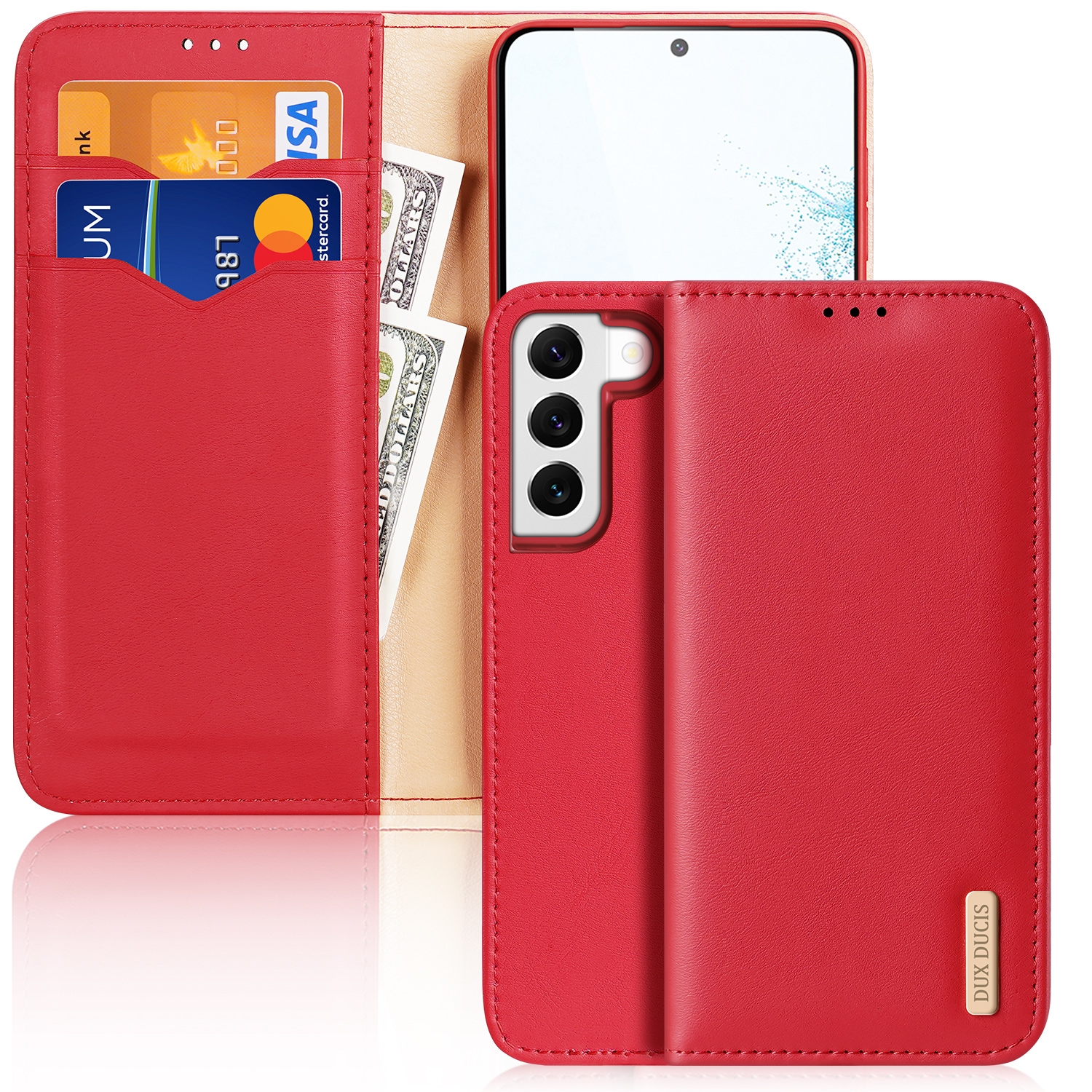 For Samsung Galaxy S22 5G DUX DUCIS Hivo Series Cowhide Texture Leather Phone Case(Red) For Samsung Galaxy S22 5G DUX DUCIS Hivo Series Cowhide Texture Leather Phone Case(Red)