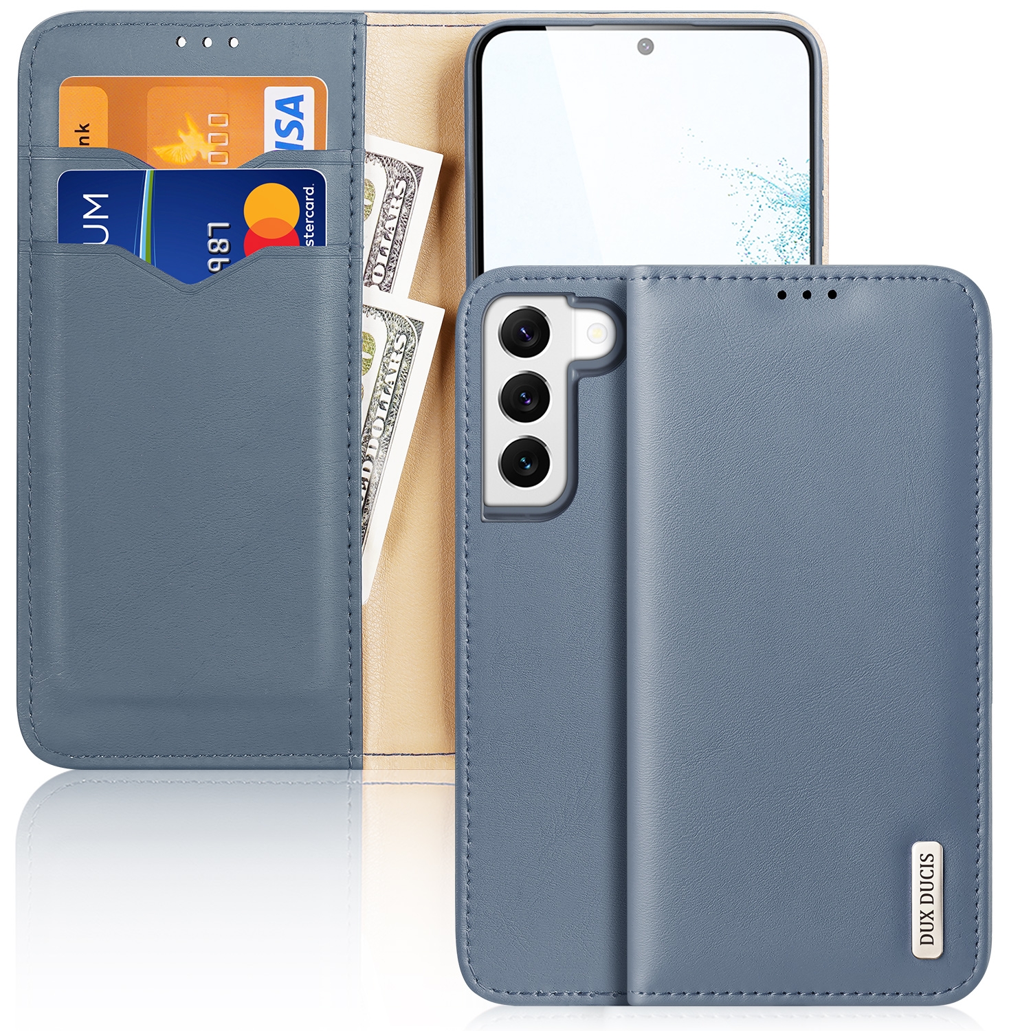 For Samsung Galaxy S22+ 5G DUX DUCIS Hivo Series Cowhide Texture Leather Phone Case(Light Blue) For Samsung Galaxy S22+ 5G DUX DUCIS Hivo Series Cowhide Texture Leather Phone Case(Light Blue)