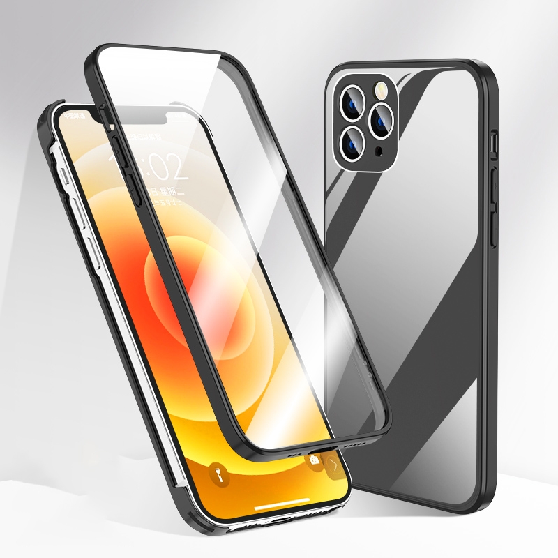For iPhone 13 mini 360 Full Coverage Glass Phone Case (Black) For iPhone 13 mini 360 Full Coverage Glass Phone Case (Black)