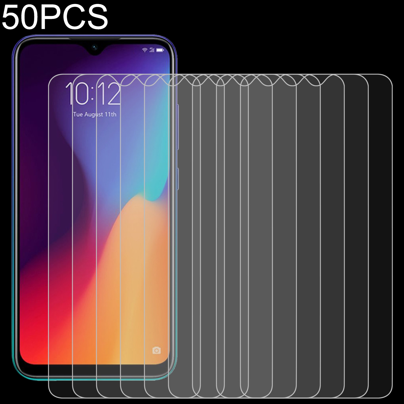 50 PCS 0.26mm 9H 2.5D Tempered Glass Film For Lenovo K10 Plus