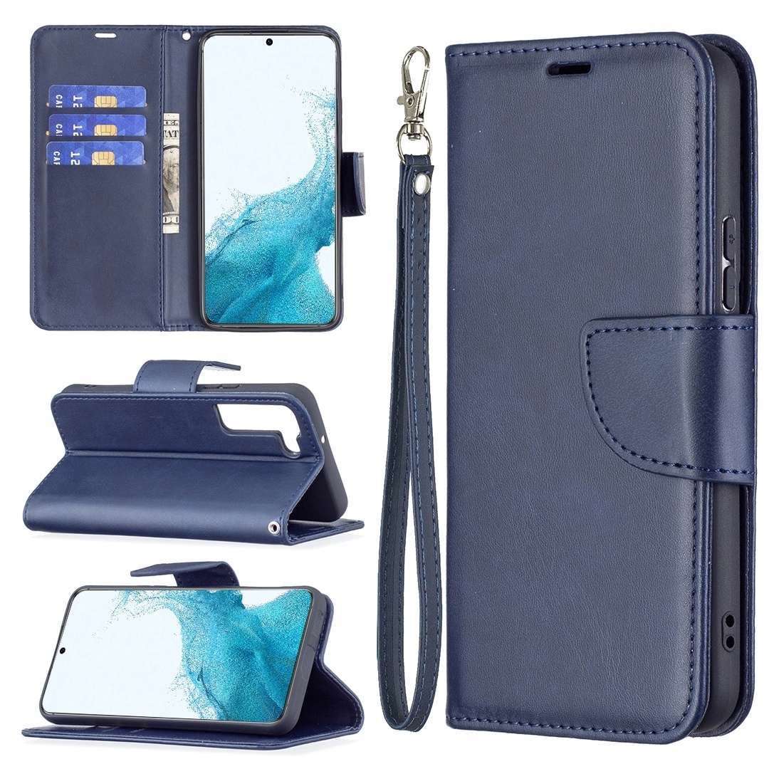 For Samsung Galaxy S22 5G Retro Lambskin Texture Pure Color Horizontal Flip Leather Phone Case with Holder & Card Slots & Wallet & Lanyard(Blue) For Samsung Galaxy S22 5G Retro Lambskin Texture Pure Color Horizontal Flip Leather Phone Case with Holder & Card Slots & Wallet & Lanyard(Blue)