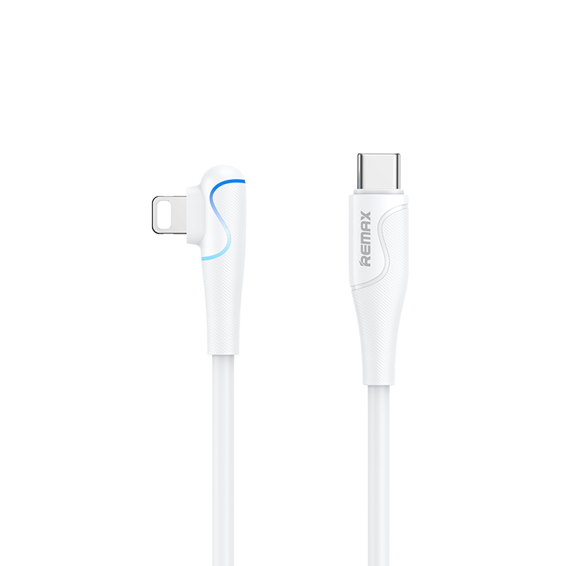 REMAX RC-192i Carrie Series PD 20W USB-C / Type-C to 8 Pin 90 Degree Elbow Fast Charging Gaming Data Cable, Cable Length: 1m(White)