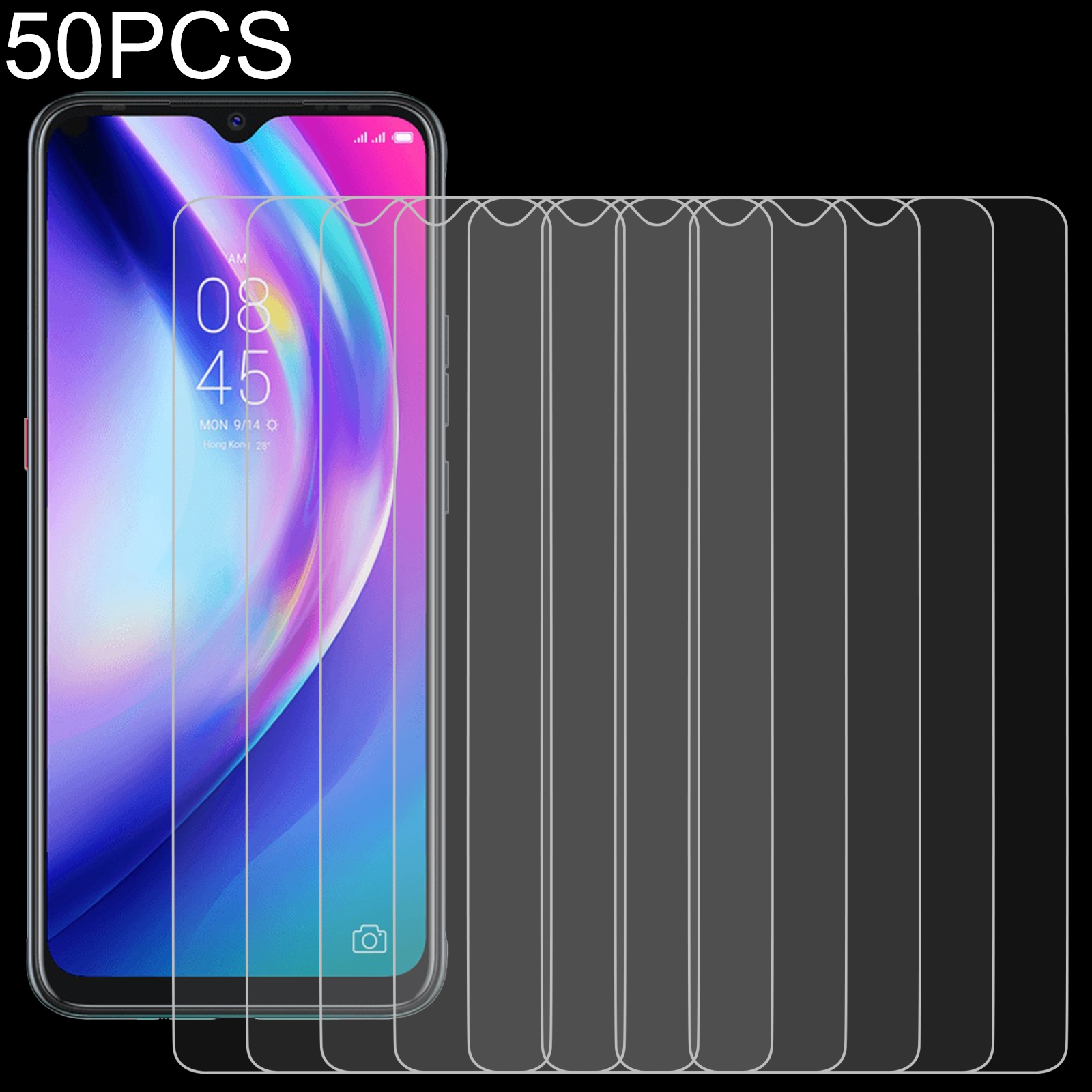 50 PCS 0.26mm 9H 2.5D Tempered Glass Film For Tecno Pouvoir 4