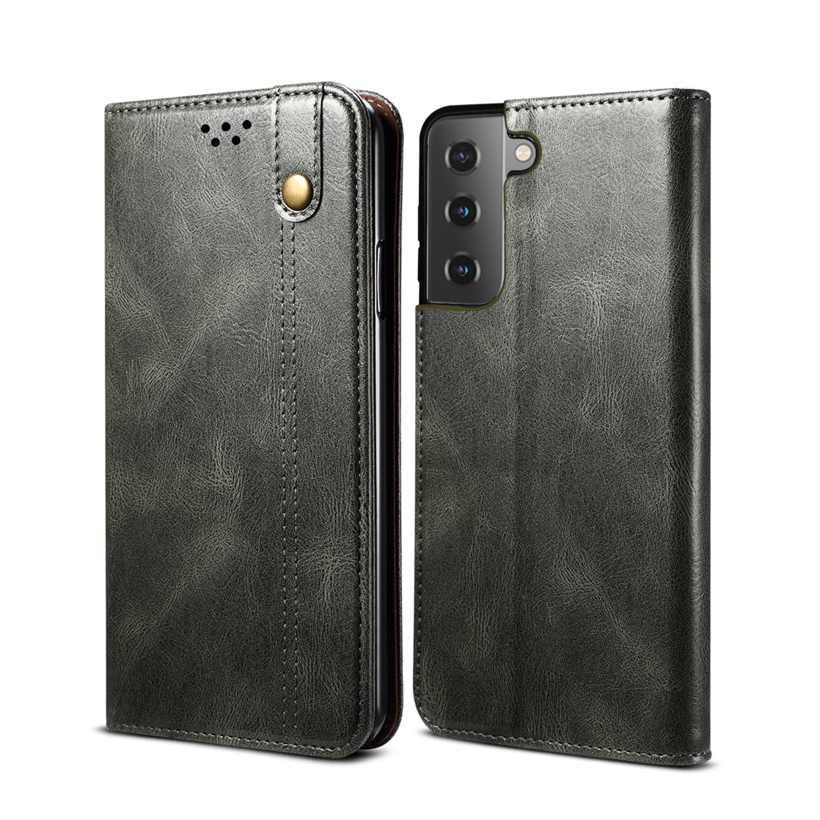 For Samsung Galaxy S22 Ultra 5G Simple Wax Crazy Horse Texture Horizontal Flip Leather Phone Case with Card Slots & Holder(Dark Green) For Samsung Galaxy S22 Ultra 5G Simple Wax Crazy Horse Texture Horizontal Flip Leather Phone Case with Card Slots & Holder(Dark Green)