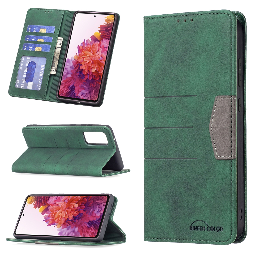 For Samsung Galaxy S20 FE Magnetic Splicing Leather Phone Case(Green) For Samsung Galaxy S20 FE Magnetic Splicing Leather Phone Case(Green)