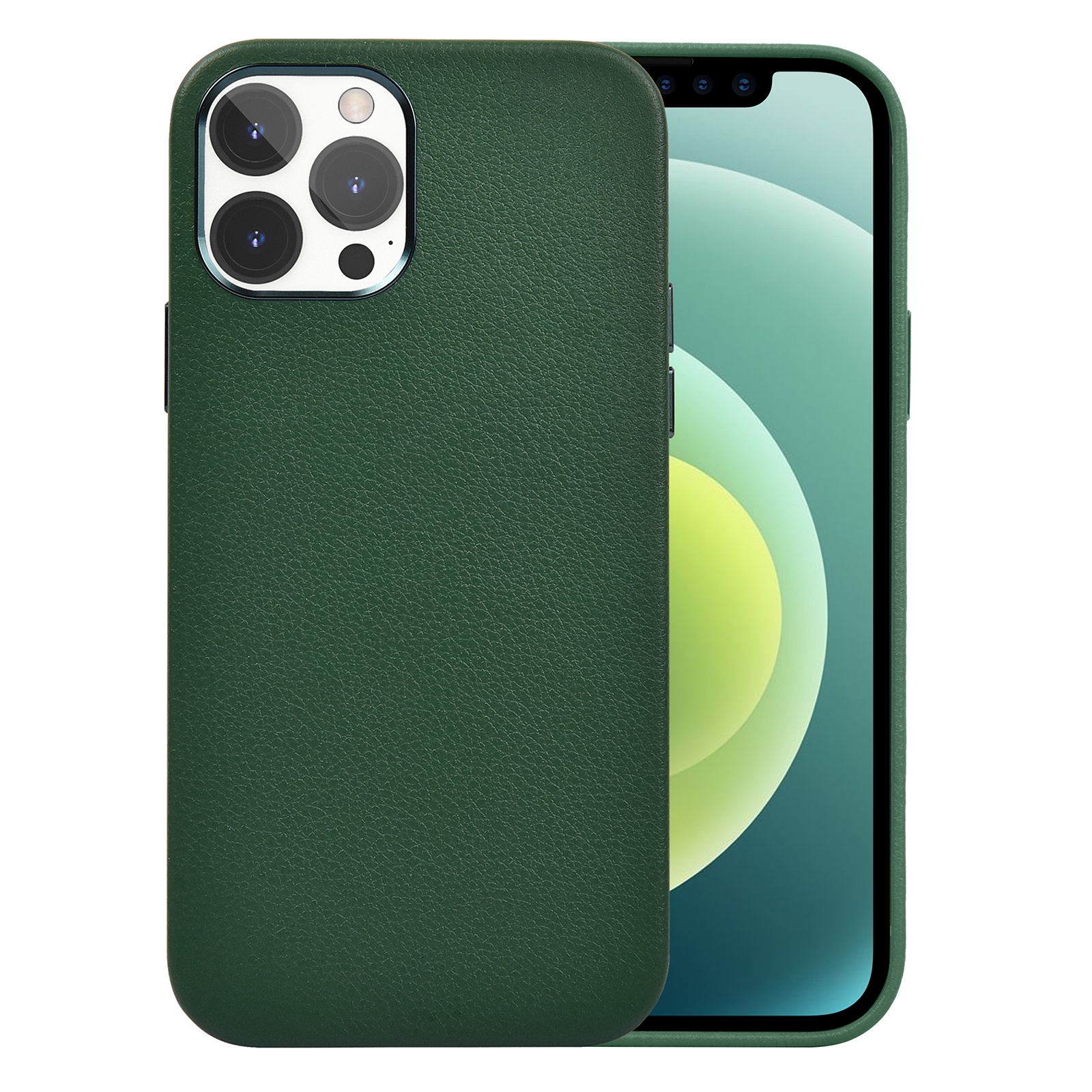 For iPhone 13 Pro Max WiWU PC + Calfskin Genuine Leather Phone Case (Green) For iPhone 13 Pro Max WiWU PC + Calfskin Genuine Leather Phone Case (Green)