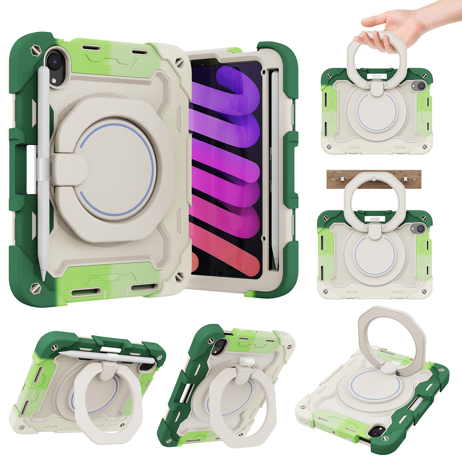 For iPad mini 2024 / mini 6 Armor Contrast Color Silicone + PC Tablet Case(Colorful Green) For iPad mini 2024 / mini 6 Armor Contrast Color Silicone + PC Tablet Case(Colorful Green)