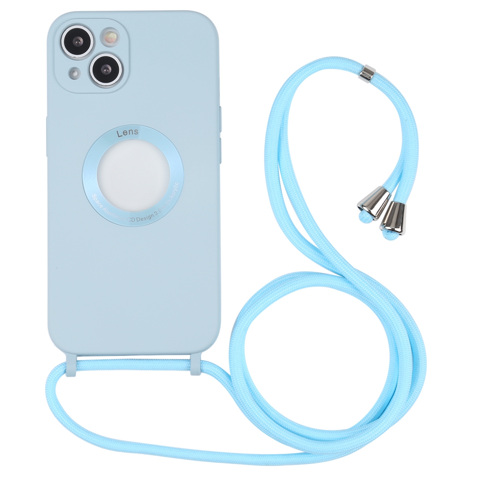 For iPhone 13 mini Acrylic Hollow Out Phone Case with Lanyard (Sky Blue) For iPhone 13 mini Acrylic Hollow Out Phone Case with Lanyard (Sky Blue)