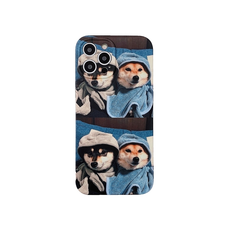 For iPhone 13 mini Colored Drawing Pattern TPU Phone Protective Case (Two Dogs) For iPhone 13 mini Colored Drawing Pattern TPU Phone Protective Case (Two Dogs)