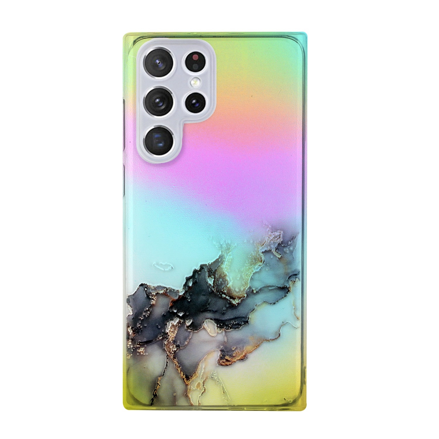 For Samsung Galaxy S22 Ultra 5G Laser Marble Pattern Clear TPU Protective Phone Case(Black) For Samsung Galaxy S22 Ultra 5G Laser Marble Pattern Clear TPU Protective Phone Case(Black)