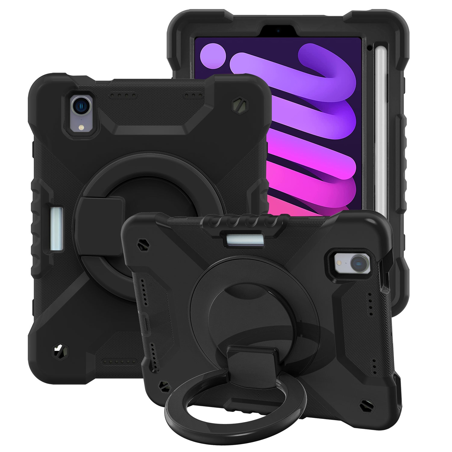 For iPad mini 2024 / mini 6 Silicone + PC Tablet Case with Strap & Holder & Pen Slot(Black) For iPad mini 2024 / mini 6 Silicone + PC Tablet Case with Strap & Holder & Pen Slot(Black)