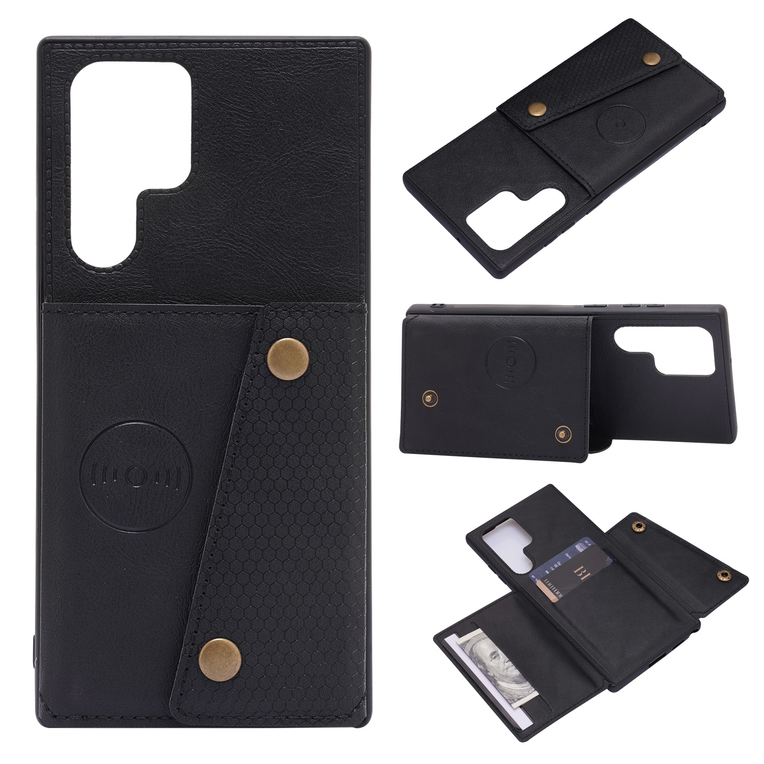 For Samsung Galaxy S22 Ultra 5G Double Buckle PU + TPU Magnetic Phone Case(Black) For Samsung Galaxy S22 Ultra 5G Double Buckle PU + TPU Magnetic Phone Case(Black)