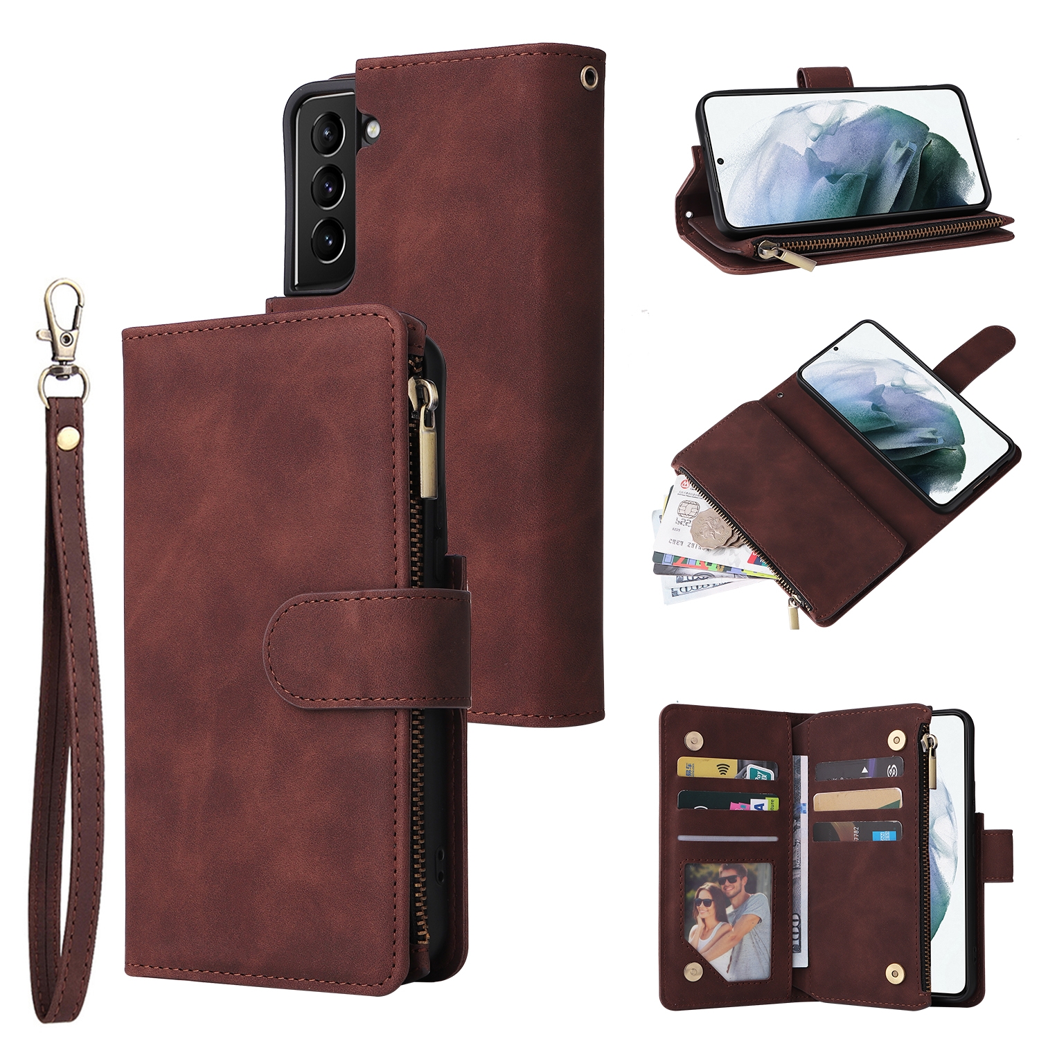 For Samsung Galaxy S22 5G Multifunctional Phone Leather Case with Card Slot & Holder & Zipper Wallet & Photo Frame(Coffee) For Samsung Galaxy S22 5G Multifunctional Phone Leather Case with Card Slot & Holder & Zipper Wallet & Photo Frame(Coffee)