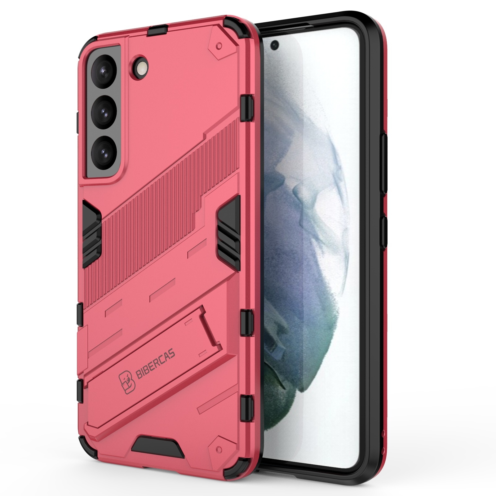 For Samsung Galaxy S22 5G Punk Armor 2 in 1 PC + TPU Shockproof Phone Case with Invisible Holder(Light Red) For Samsung Galaxy S22 5G Punk Armor 2 in 1 PC + TPU Shockproof Phone Case with Invisible Holder(Light Red)