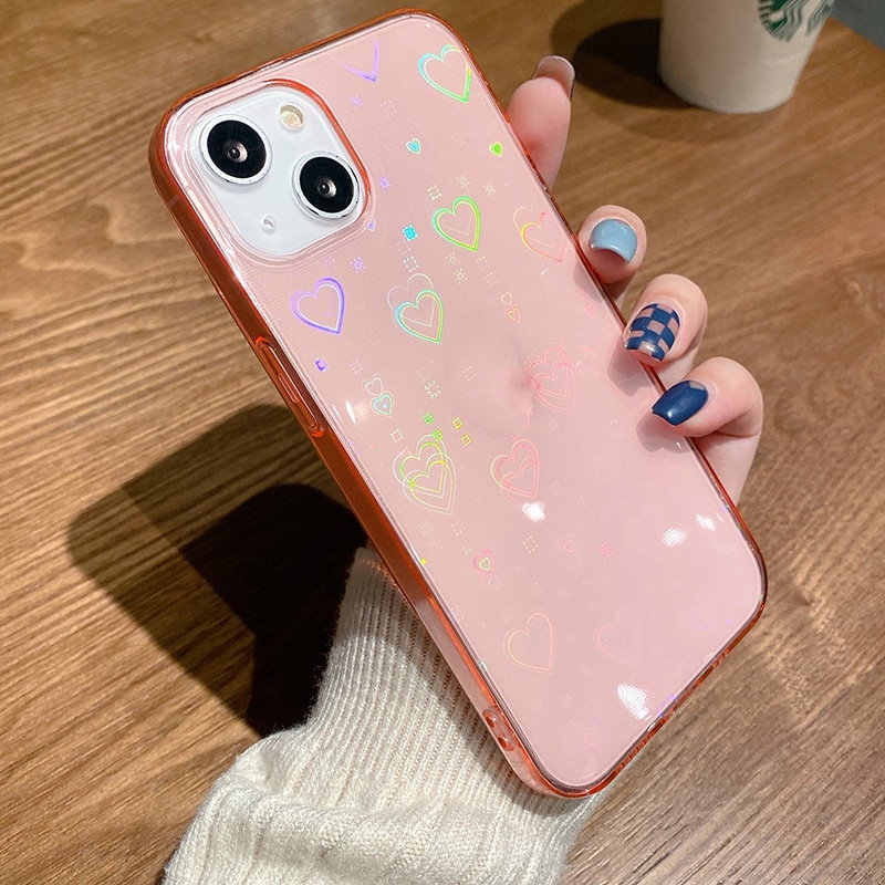 For iPhone 13 mini Colorful Laser Love TPU Phone Case (Pink) For iPhone 13 mini Colorful Laser Love TPU Phone Case (Pink)