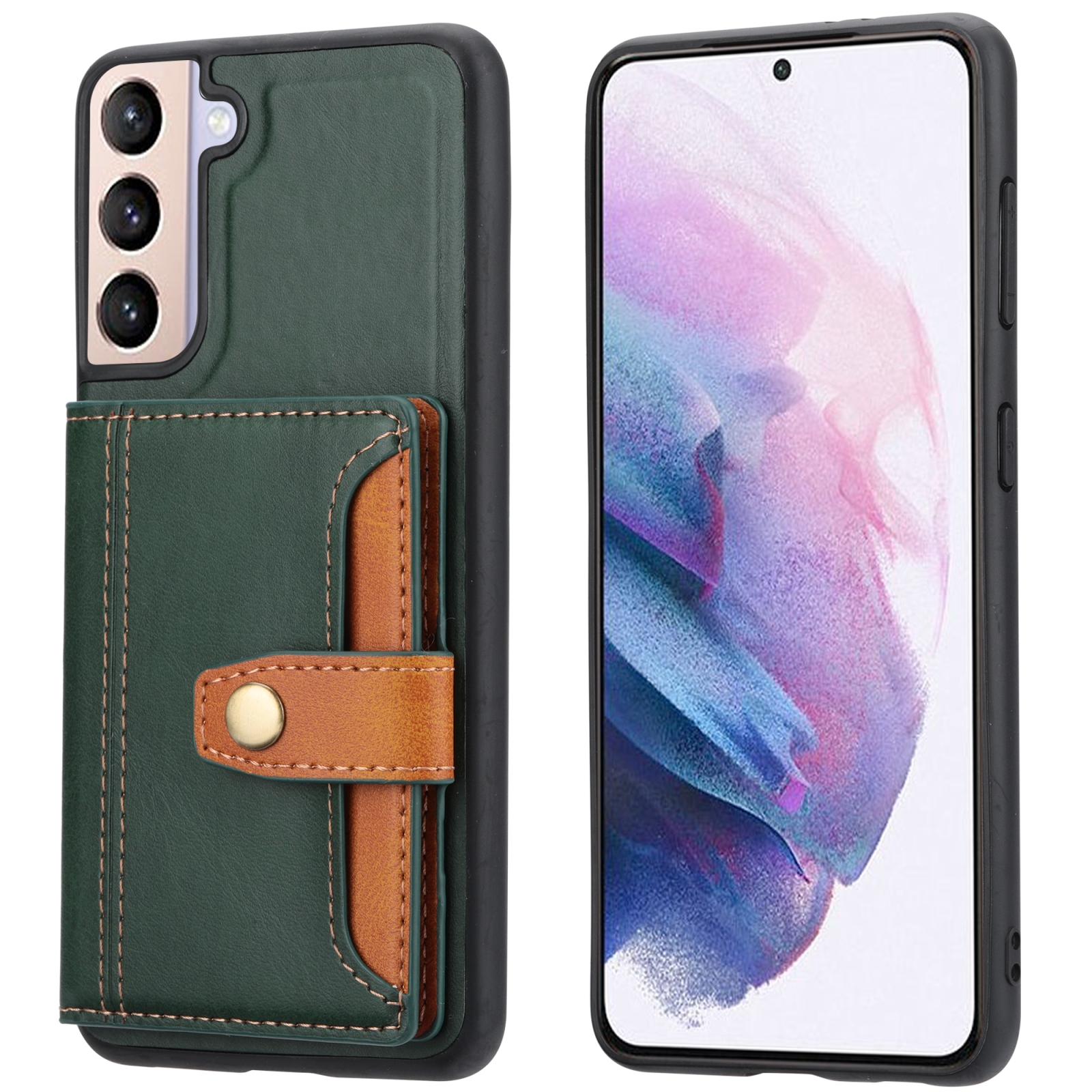 For Samsung Galaxy S22+ 5G Calfskin Color Matching TPU + PU Phone Case(Green) For Samsung Galaxy S22+ 5G Calfskin Color Matching TPU + PU Phone Case(Green)