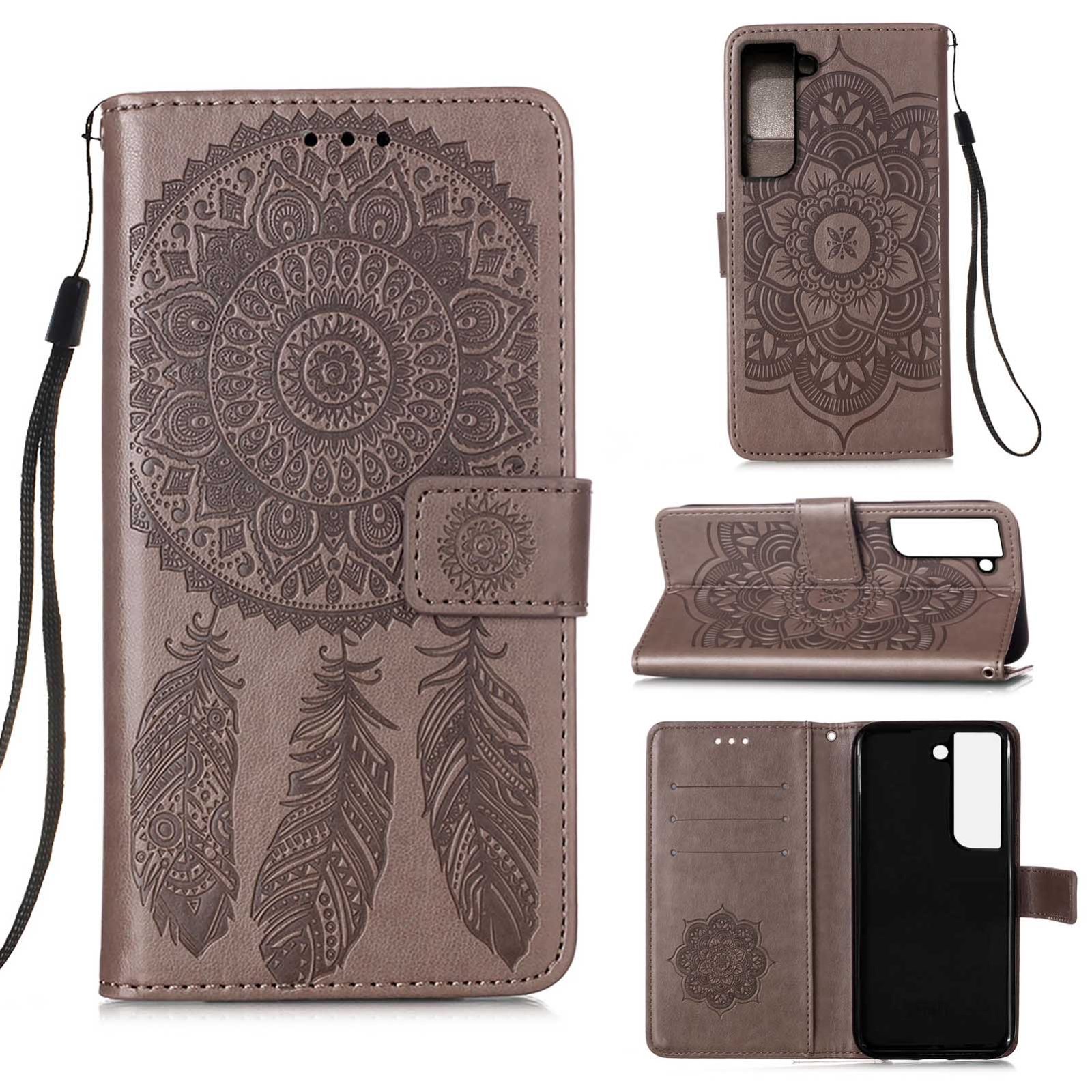 For Samsung Galaxy S22 5G Dream Catcher Printing Horizontal Flip Leather Phone Case(Grey) For Samsung Galaxy S22 5G Dream Catcher Printing Horizontal Flip Leather Phone Case(Grey)
