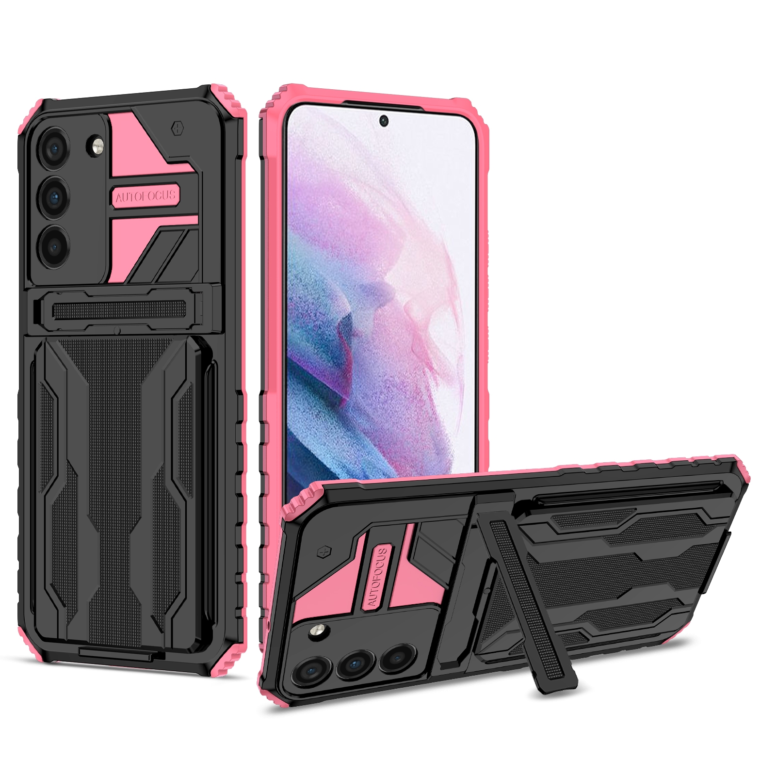 For Samsung Galaxy S22+ 5G Armor Card PC + TPU Phone Case(Pink) For Samsung Galaxy S22+ 5G Armor Card PC + TPU Phone Case(Pink)