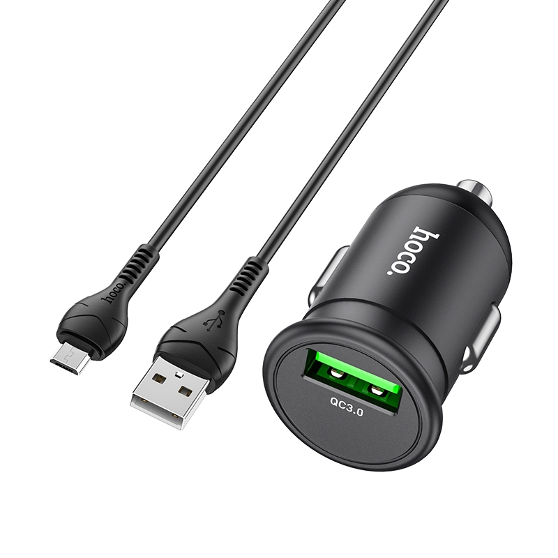 hoco Z43 Mighty Single Port QC3.0 18W Car Charger with USB to Micro USB Data Cable(Black) hoco Z43 Mighty Single Port QC3.0 18W Car Charger with USB to Micro USB Data Cable(Black)