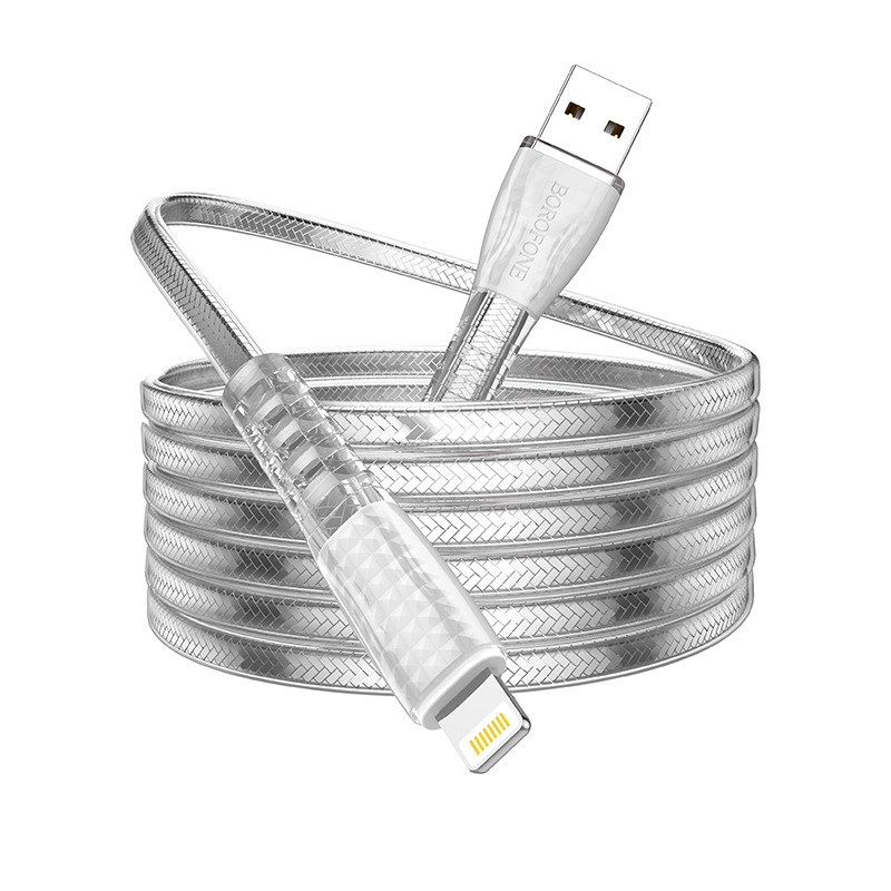 Borofone BU31 1.2m 2.4A USB to 8 Pin Jelly Braided Charging Data Cable(Silver) Borofone BU31 1.2m 2.4A USB to 8 Pin Jelly Braided Charging Data Cable(Silver)