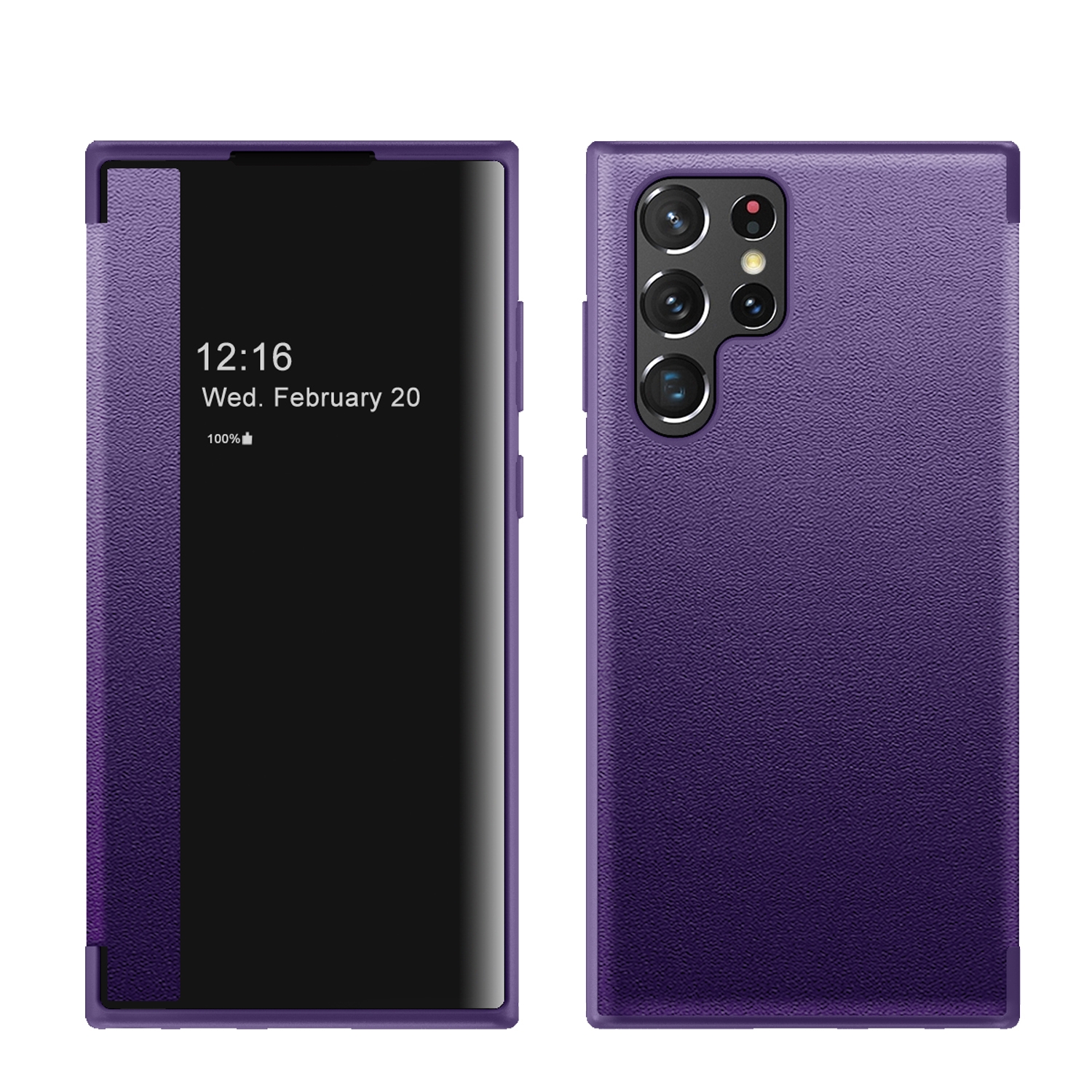 For Samsung Galaxy S22 Ultra 5G Window View Leather Phone Case(Purple)