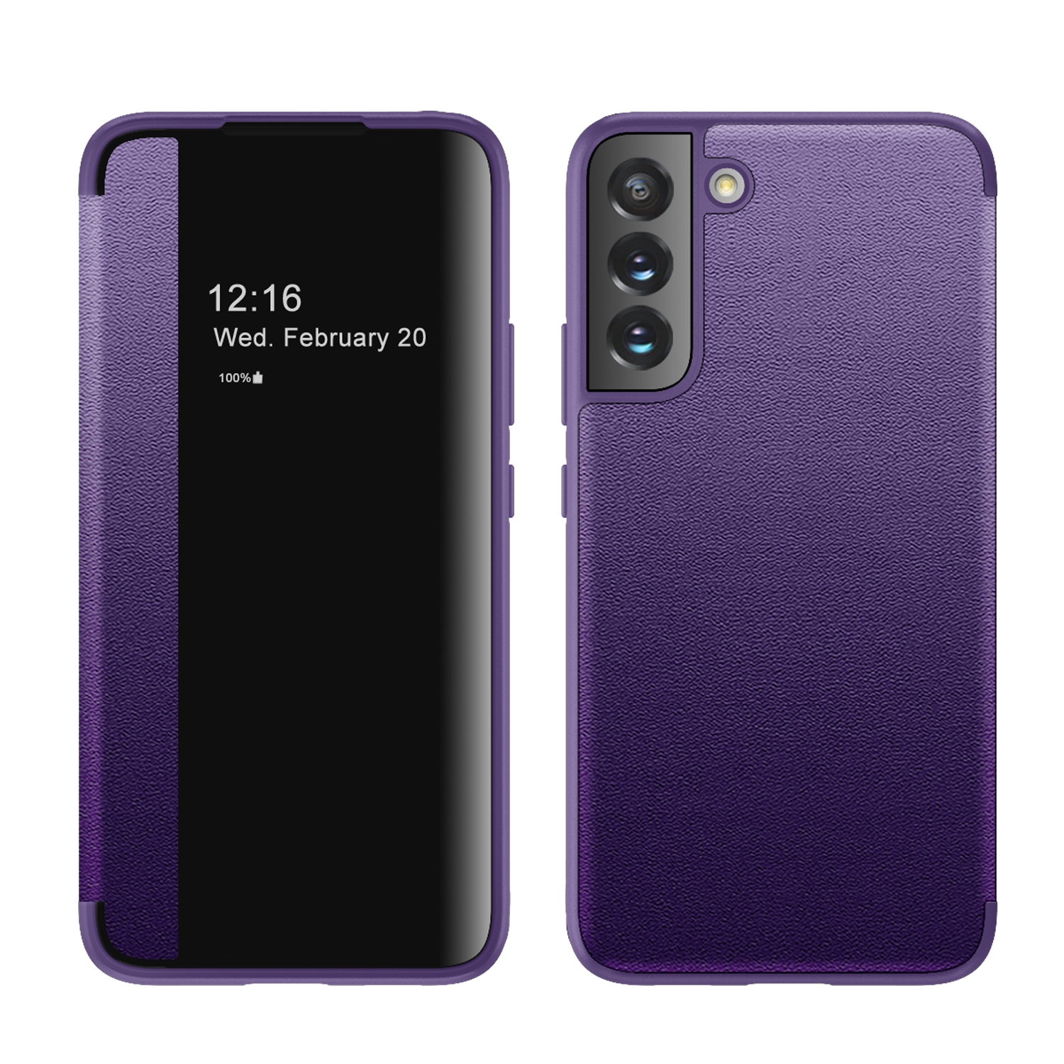 For Samsung Galaxy S22 5G Window View Leather Phone Case(Purple) For Samsung Galaxy S22 5G Window View Leather Phone Case(Purple)