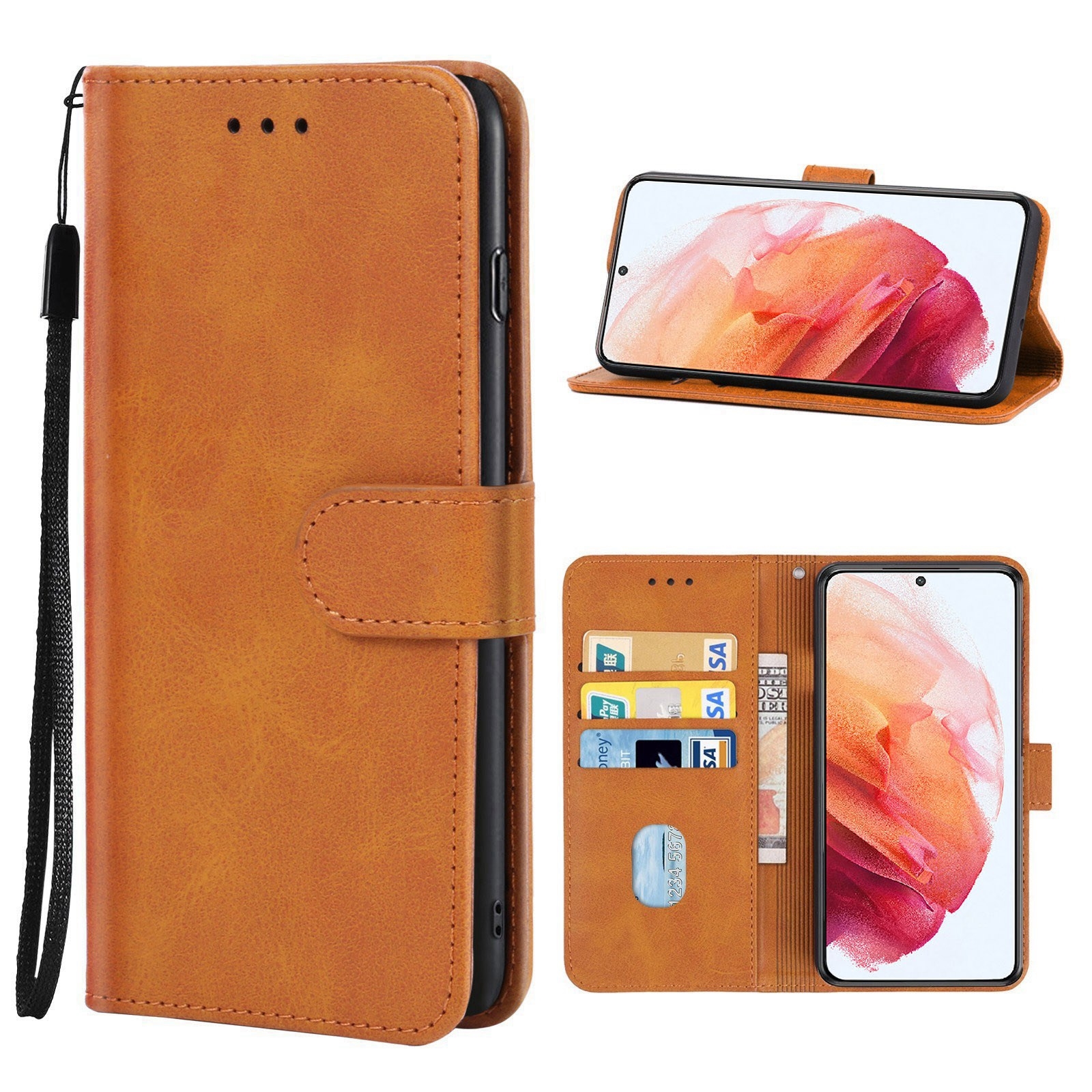 Leather Phone Case For Samsung Galaxy S22 5G(Brown) Leather Phone Case For Samsung Galaxy S22 5G(Brown)