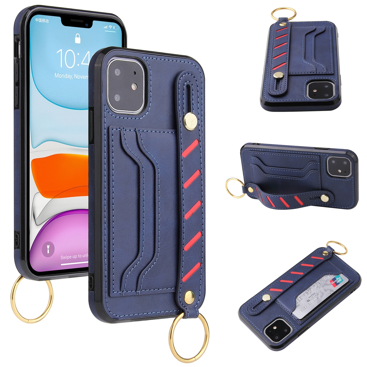 For iPhone 11 Pro Wristband Wallet Leather Phone Case (Blue) For iPhone 11 Pro Wristband Wallet Leather Phone Case (Blue)