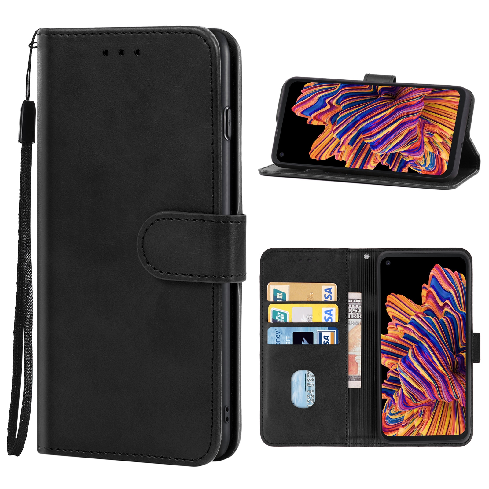 Leather Phone Case For Samsung Galaxy Xcover Pro(Black) Leather Phone Case For Samsung Galaxy Xcover Pro(Black)