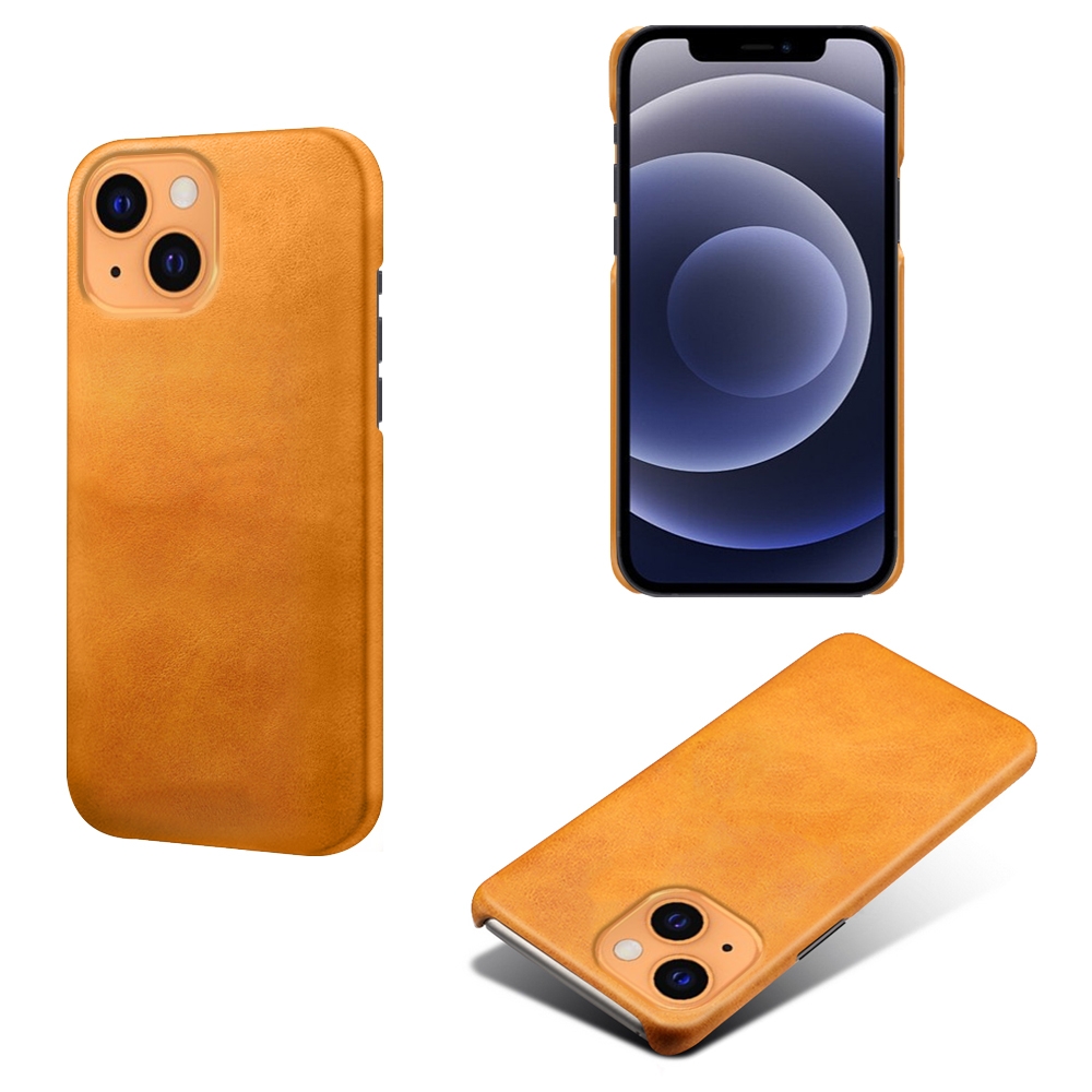 For iPhone 13 mini Calf Texture PC + PU Phone Case (Orange)